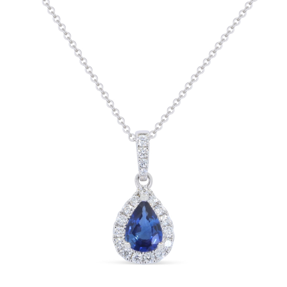 Beautiful Hand Crafted 18K White Gold  Sapphire And Diamond Arianna Collection Pendant