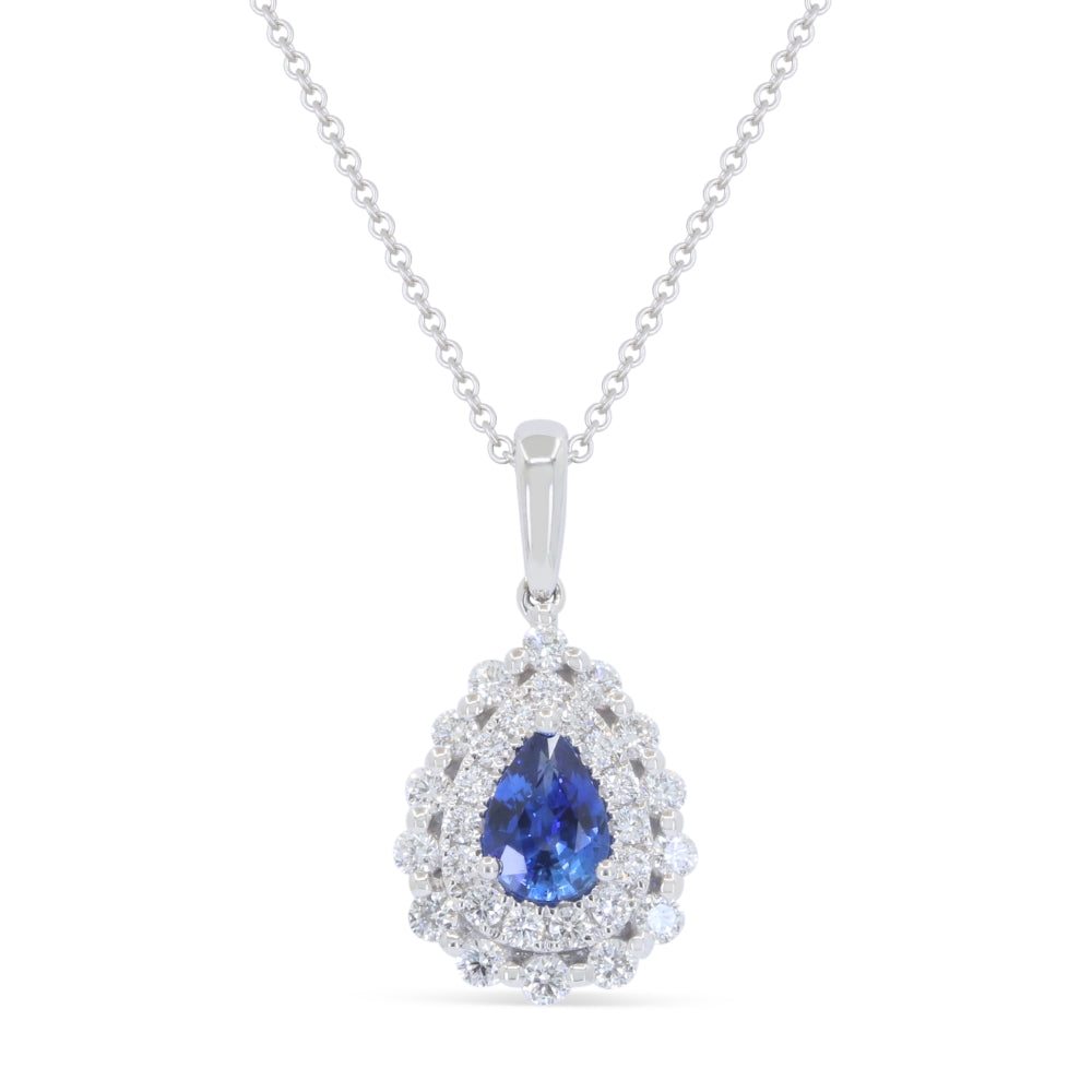 Beautiful Hand Crafted 18K White Gold  Sapphire And Diamond Arianna Collection Pendant