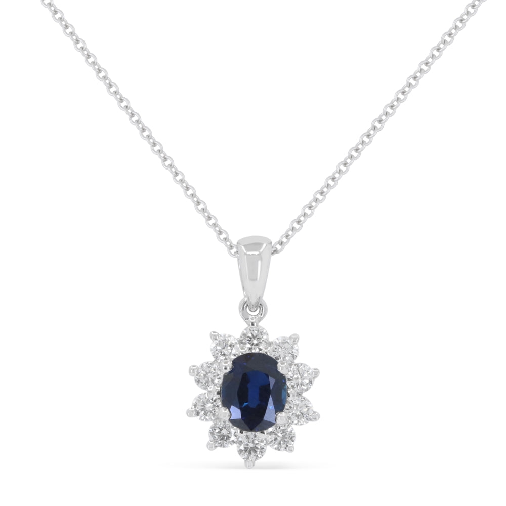 Beautiful Hand Crafted 18K White Gold  Sapphire And Diamond Arianna Collection Pendant