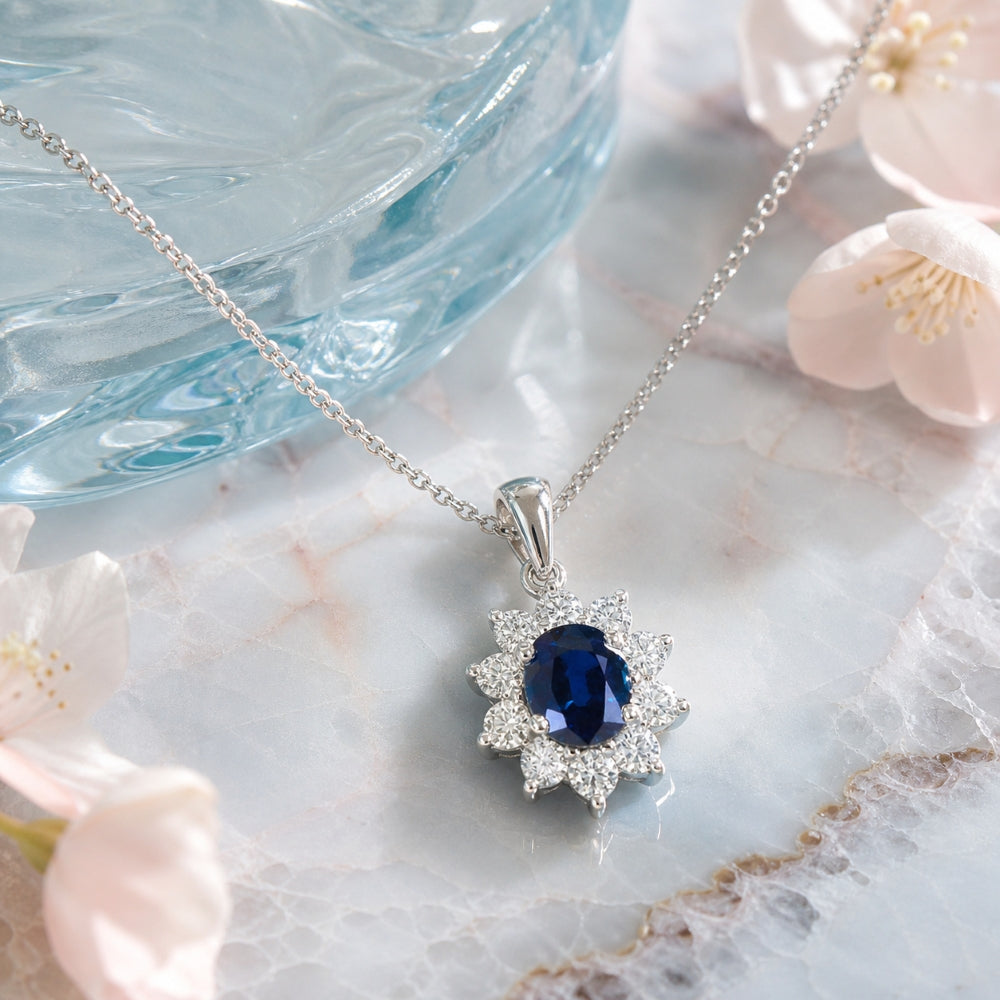 N2121 - 18K White Gold Sapphire Pendant