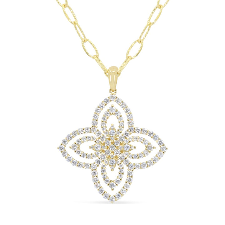 Beautiful Hand Crafted 14K Yellow Gold White Diamond Milano Collection Necklace