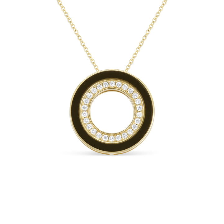 Madison L 14K Yellow Gold Black Enamel Necklace - style N2123Y-BLACK