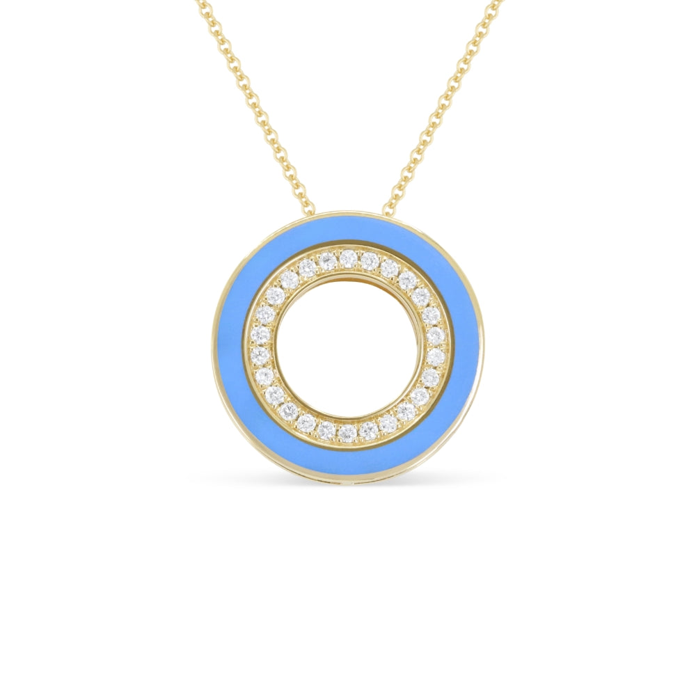 Madison L 14K Yellow Gold Blue Enamel Necklace - style N2123Y-BLUE