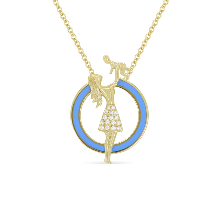 Madison L 14K Yellow Gold Blue Enamel Necklace - style N2124Y-BLUE