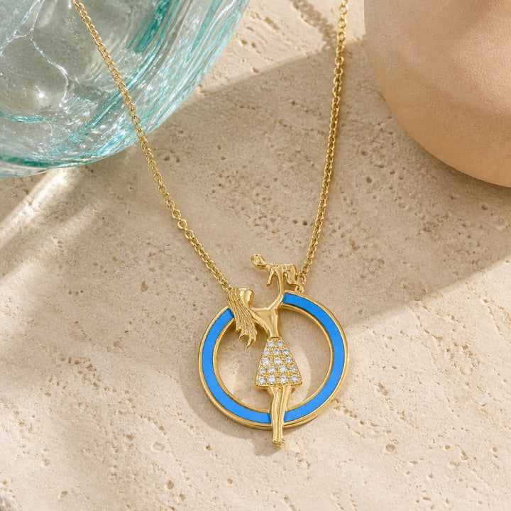 N2124 - 14K Yellow Gold Enamel Necklace