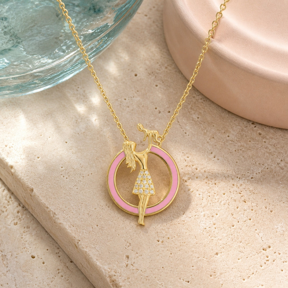 N2124 - 14K Yellow Gold Enamel Necklace