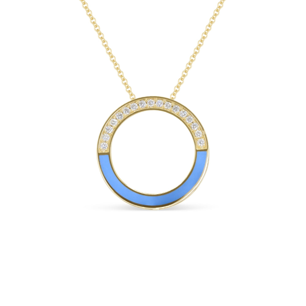 Madison L 14K Yellow Gold Blue Enamel Necklace - style N2125Y-BLUE