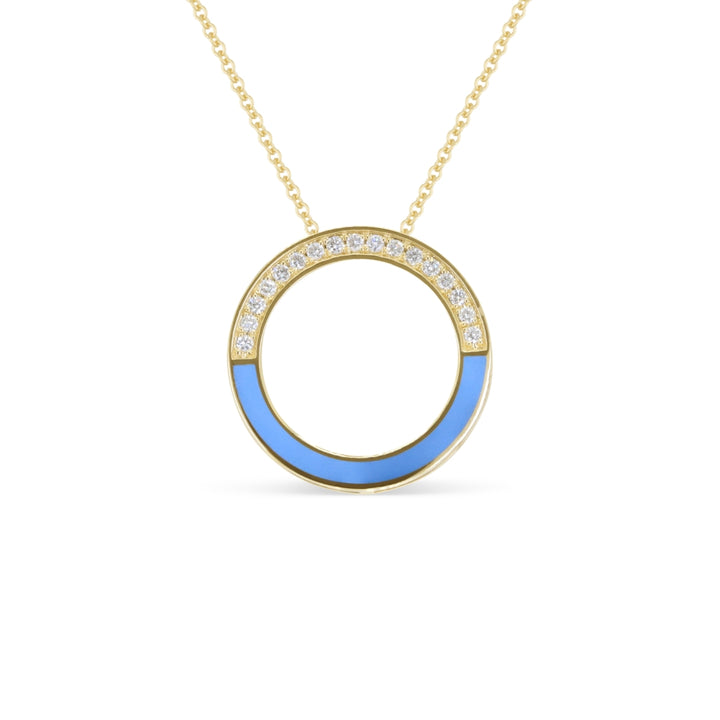 Madison L 14K Yellow Gold Blue Enamel Necklace - style N2125Y-BLUE
