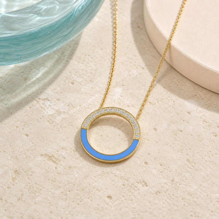 N2125 - 14K Yellow Gold Enamel Necklace