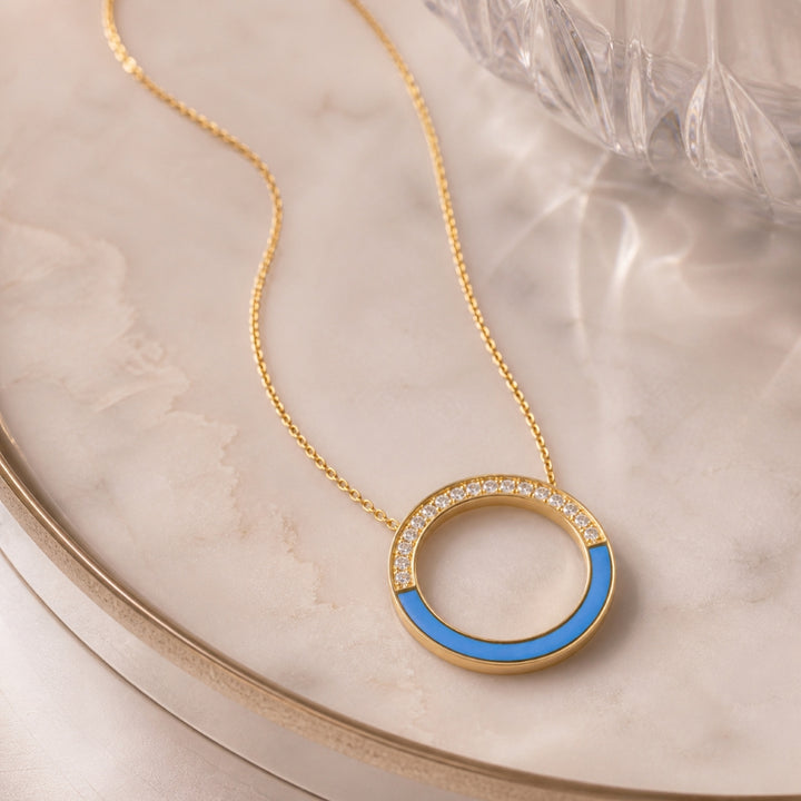 N2125 - 14K Yellow Gold Enamel Necklace