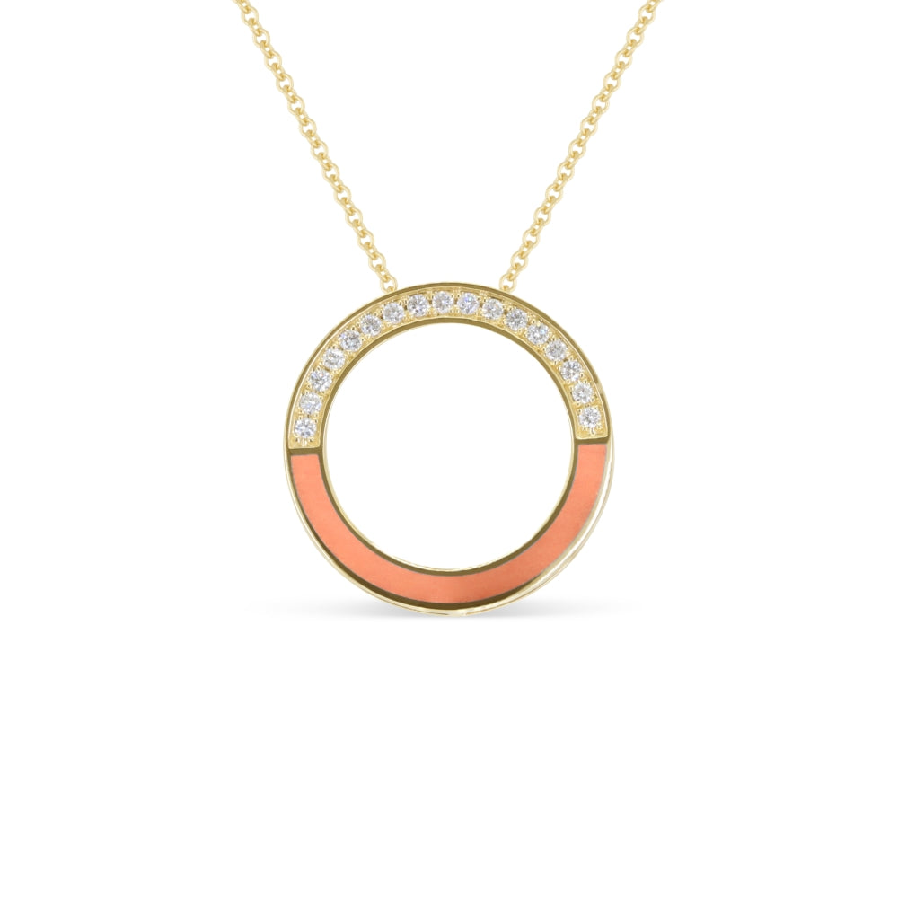 Madison L 14K Yellow Gold Orange Enamel Necklace - style N2125Y-ORANGE