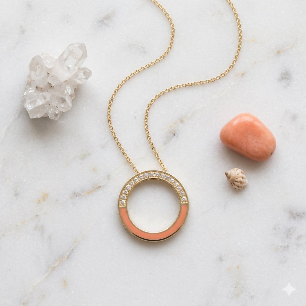 N2125 - 14K Yellow Gold Enamel Necklace