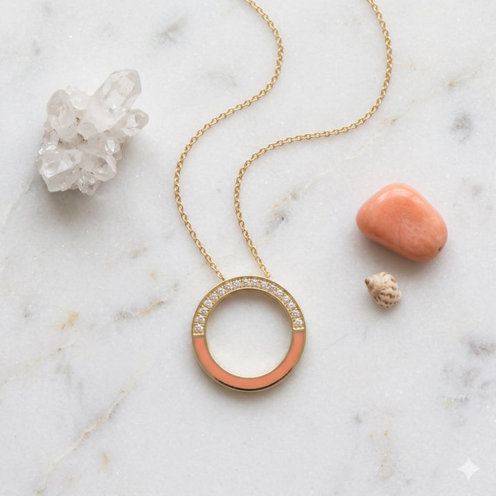 N2125 - 14K Yellow Gold Enamel Necklace