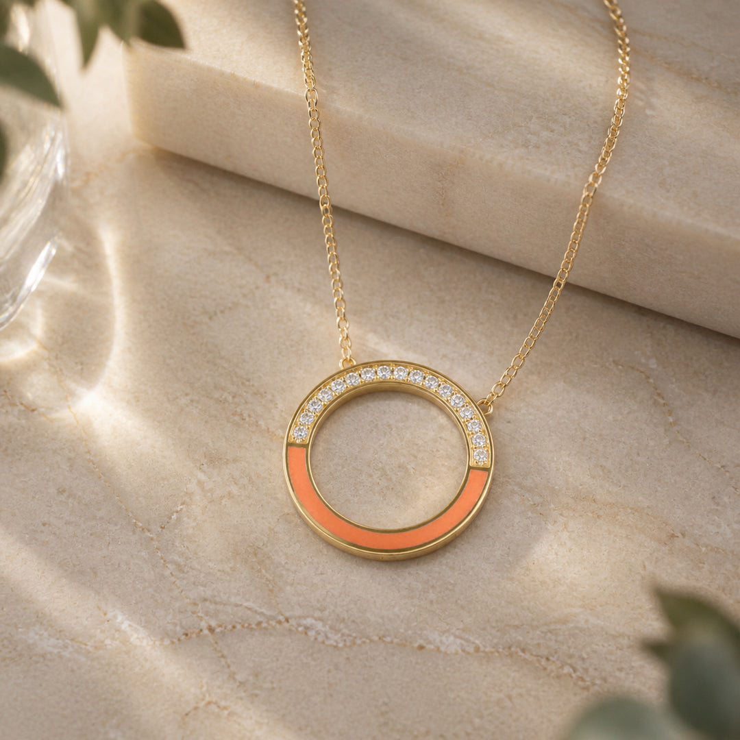 N2125 - 14K Yellow Gold Enamel Necklace