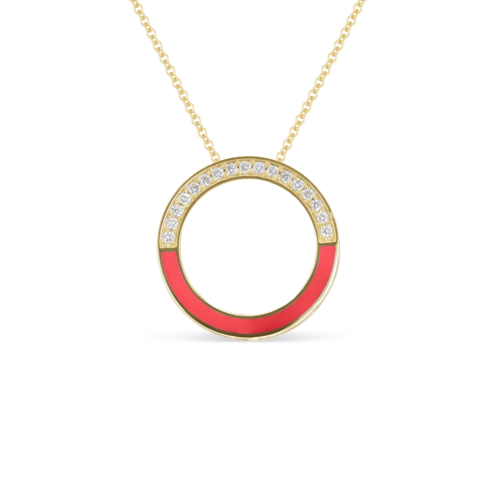 Madison L 14K Yellow Gold Red Enamel Necklace - style N2125Y-RED