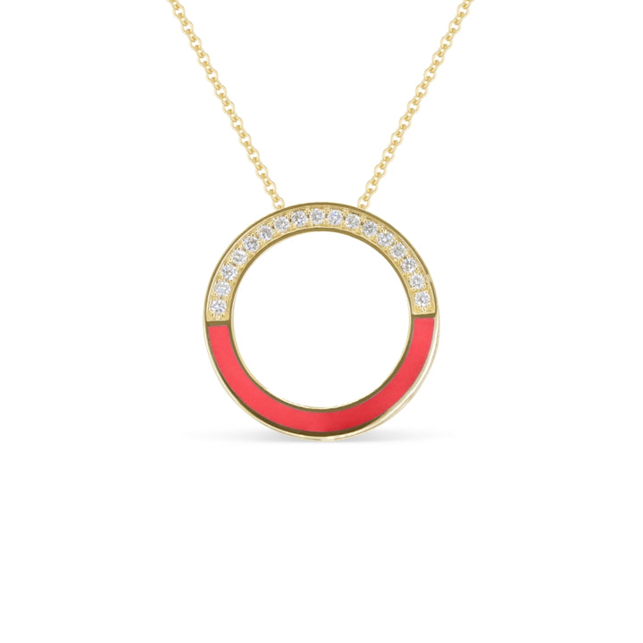 Madison L 14K Yellow Gold Red Enamel Necklace - style N2125Y-RED