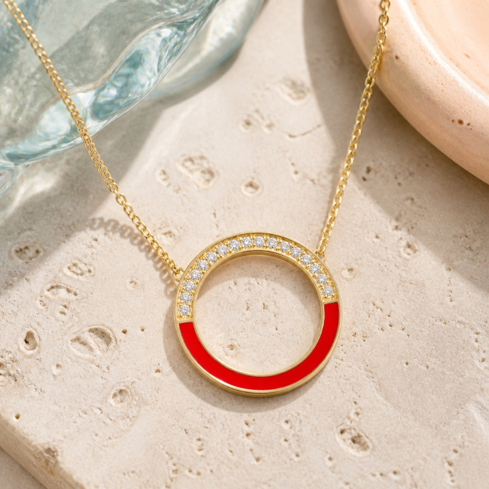 N2125 - 14K Yellow Gold Enamel Necklace