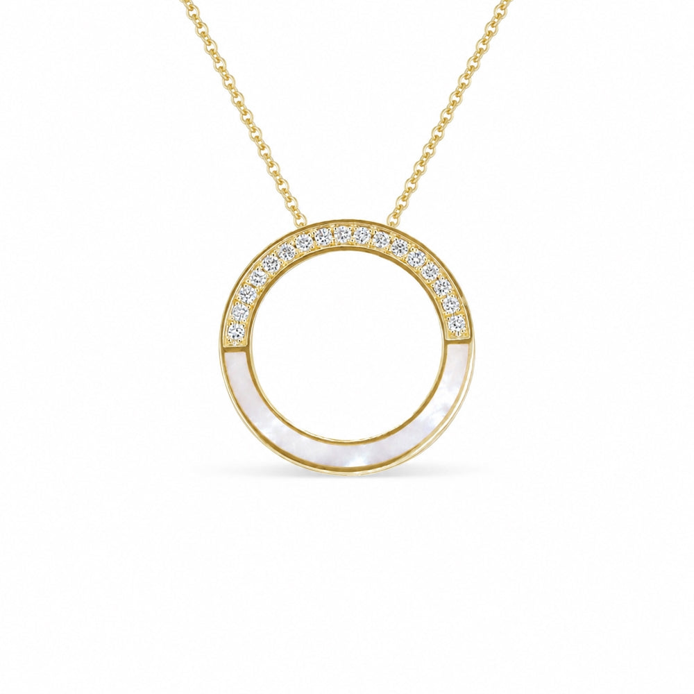 Madison L 14K Yellow Gold White Enamel Necklace - style N2125Y-WHITE