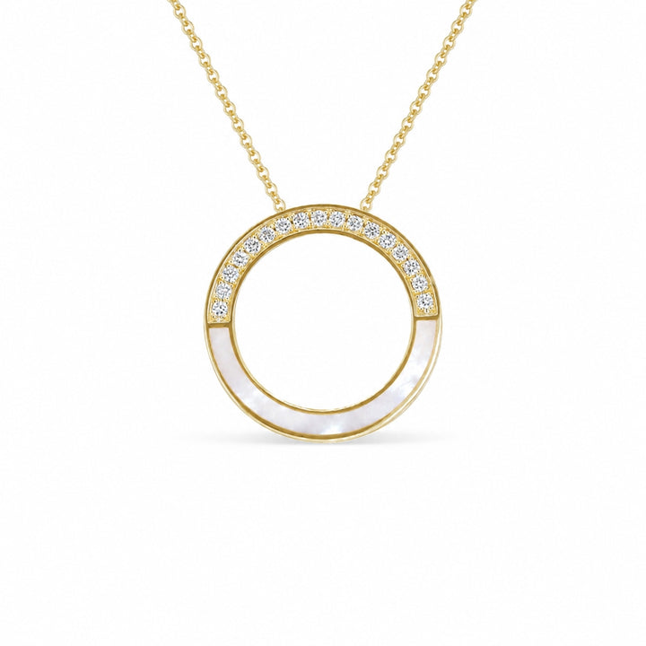Madison L 14K Yellow Gold White Enamel Necklace - style N2125Y-WHITE