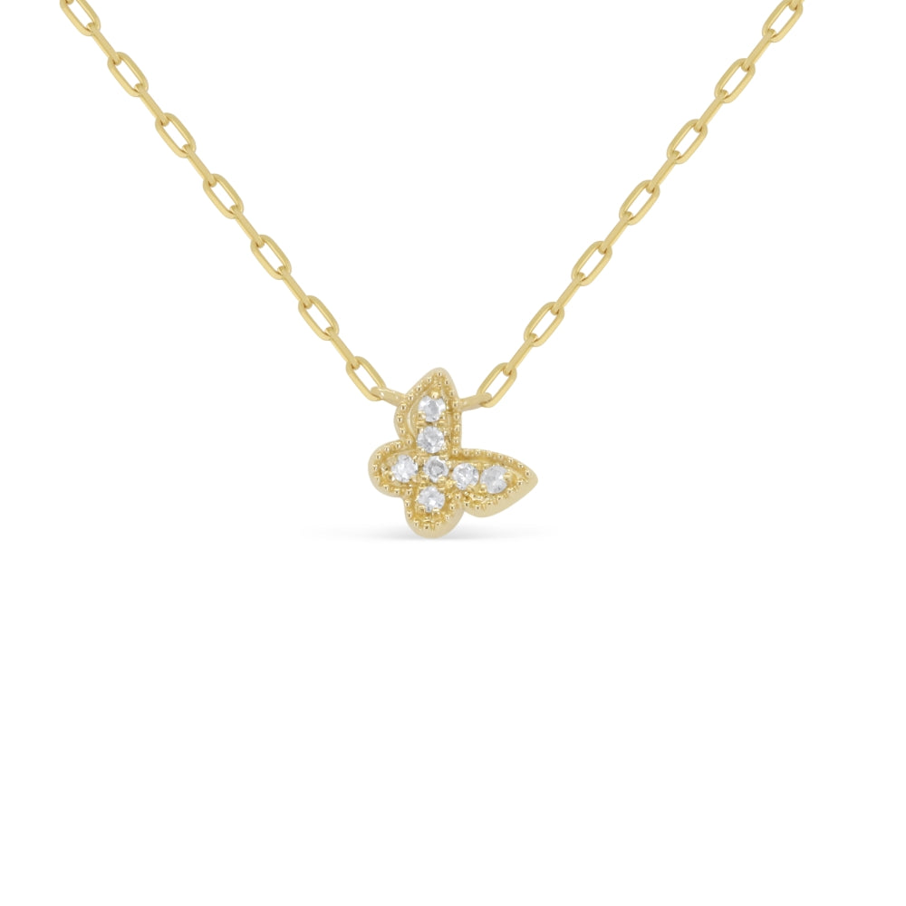 Beautiful Hand Crafted 14K Yellow Gold White Diamond Milano Collection Necklace