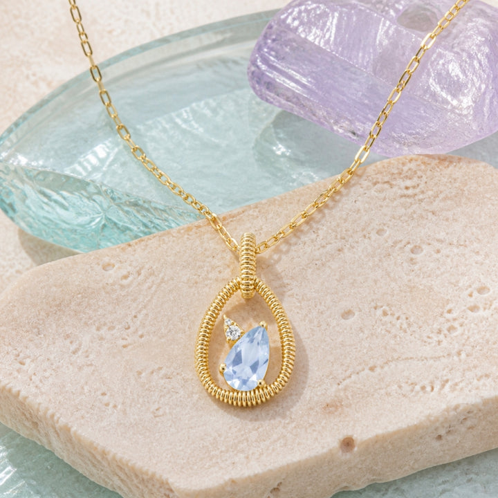 N2129 - 14K Yellow Gold Amethyst & Swiss Blue Topaz Pendant
