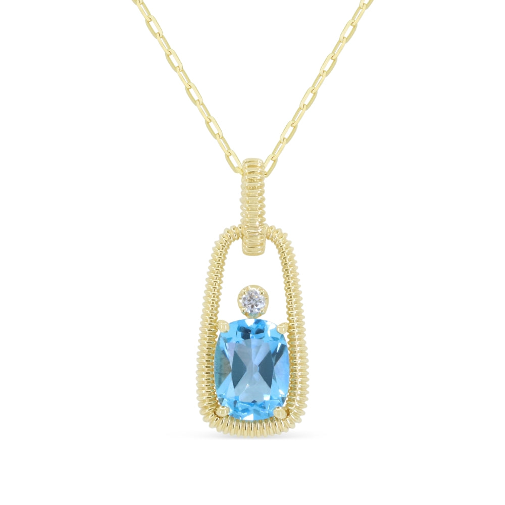 Madison L 14K Yellow Gold Swiss Blue Topaz Pendant - style N2131SWBTY