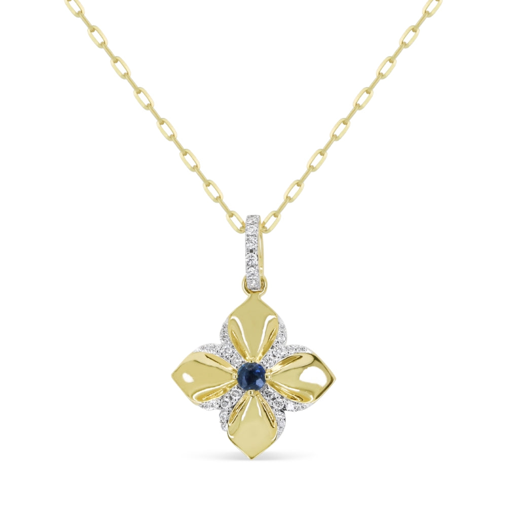 Madison L 14K Yellow Gold Sapphire Flower Pendant - style N2143SAY