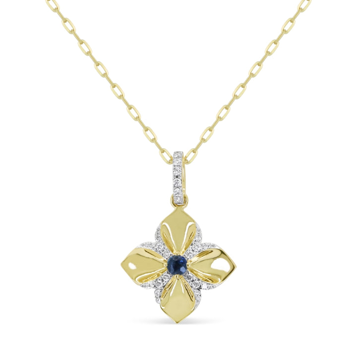 Madison L 14K Yellow Gold Sapphire Flower Pendant - style N2143SAY