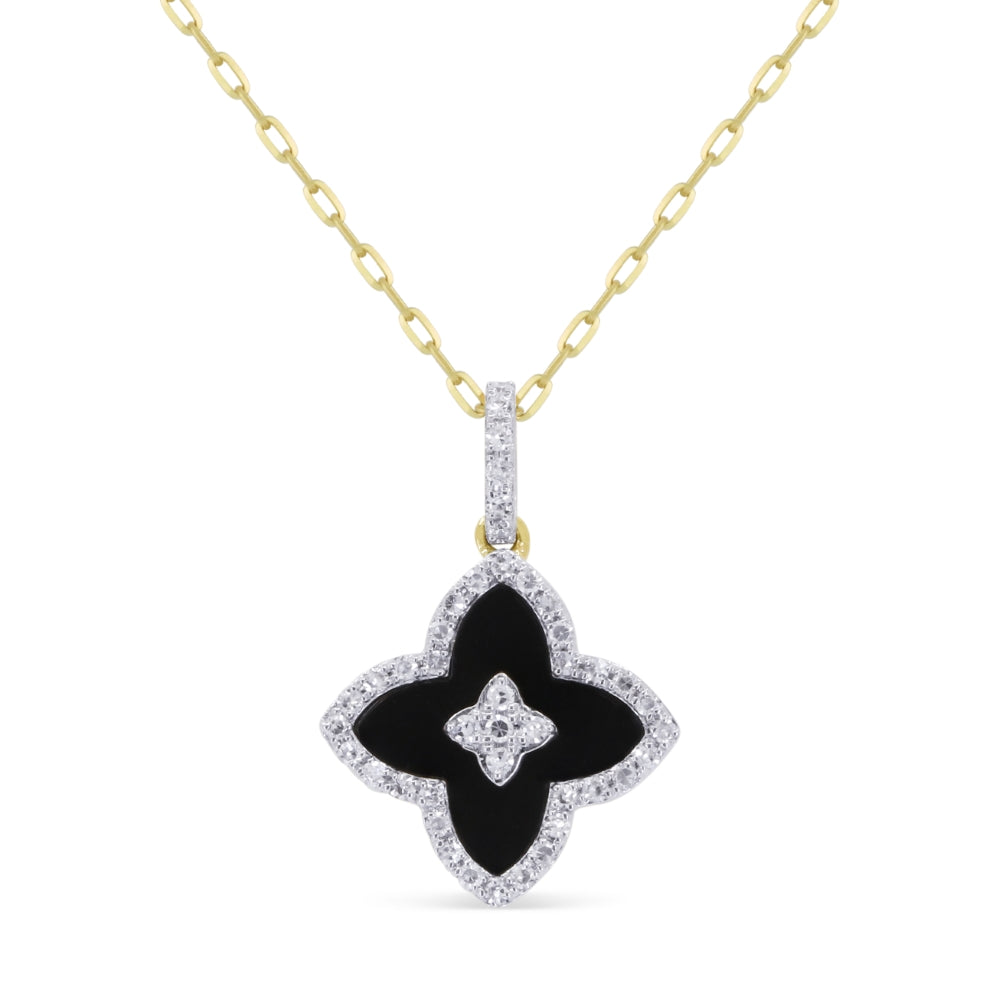 Madison L 14K Yellow Gold Black Onyx Flower Pendant - style N2144BOY