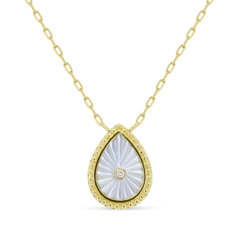 Madison L 14K Yellow Gold Mother of Pearl Necklace - style N2146MOPY