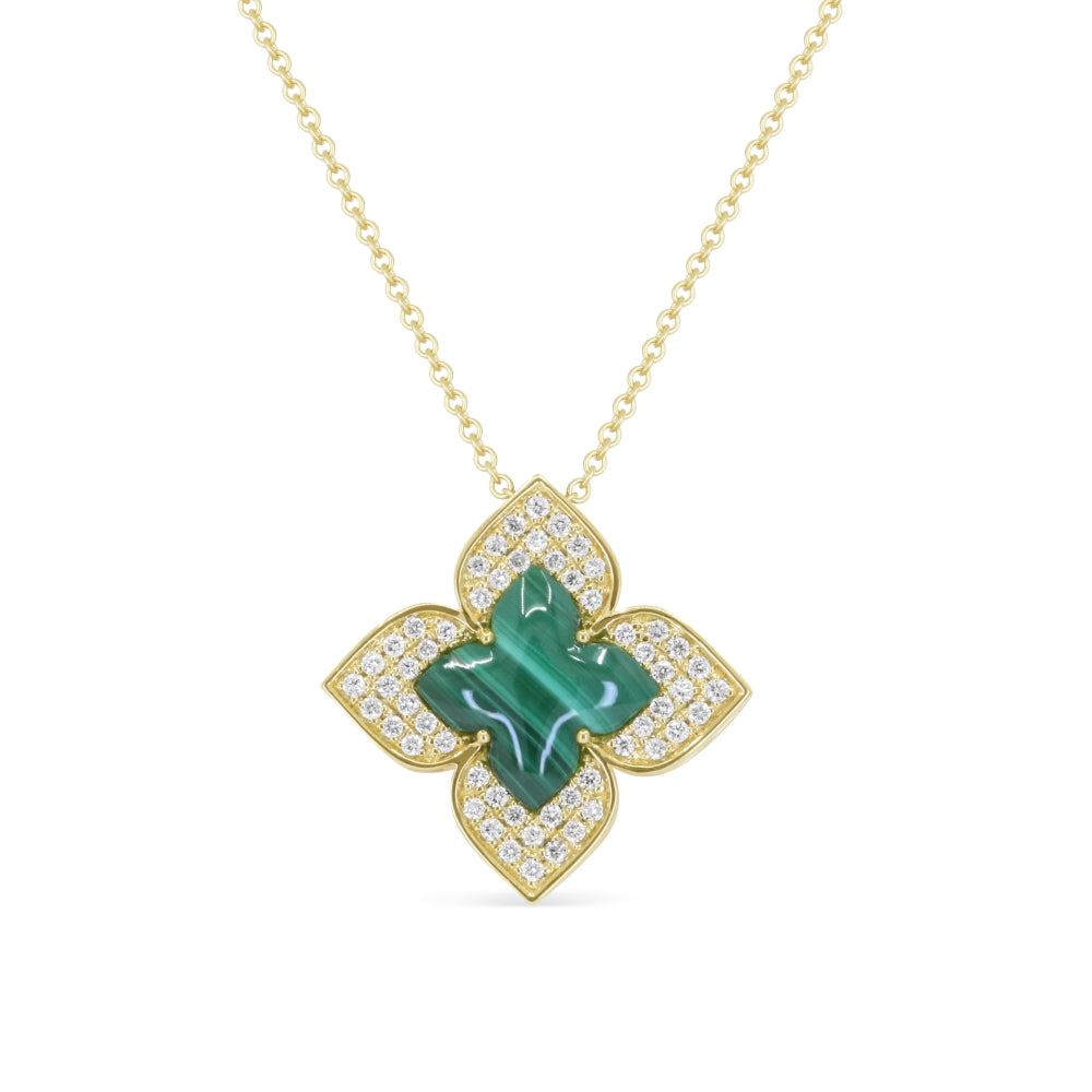 Madison L 14K Yellow Gold Malachite Flower Pendant - style N2148MALY