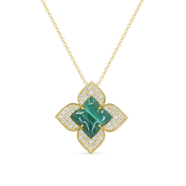 Madison L 14K Yellow Gold Malachite Flower Pendant - style N2148MALY