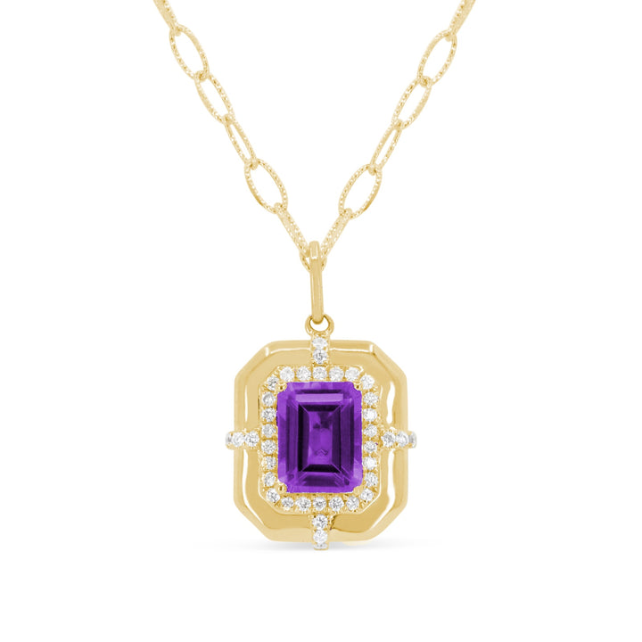 Madison L 14K Yellow Gold Amethyst Necklace - style N2152AMY
