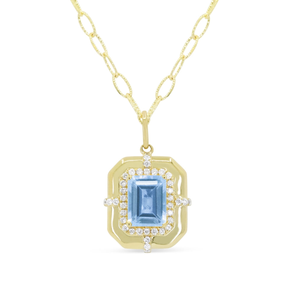 Madison L 14K Yellow Gold Blue Topaz Necklace - style N2152BTY
