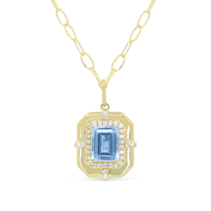 Madison L 14K Yellow Gold Blue Topaz Necklace - style N2152BTY