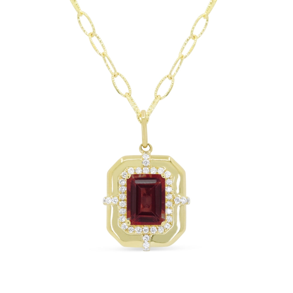 Madison L 14K Yellow Gold Garnet Necklace - style N2152GAY