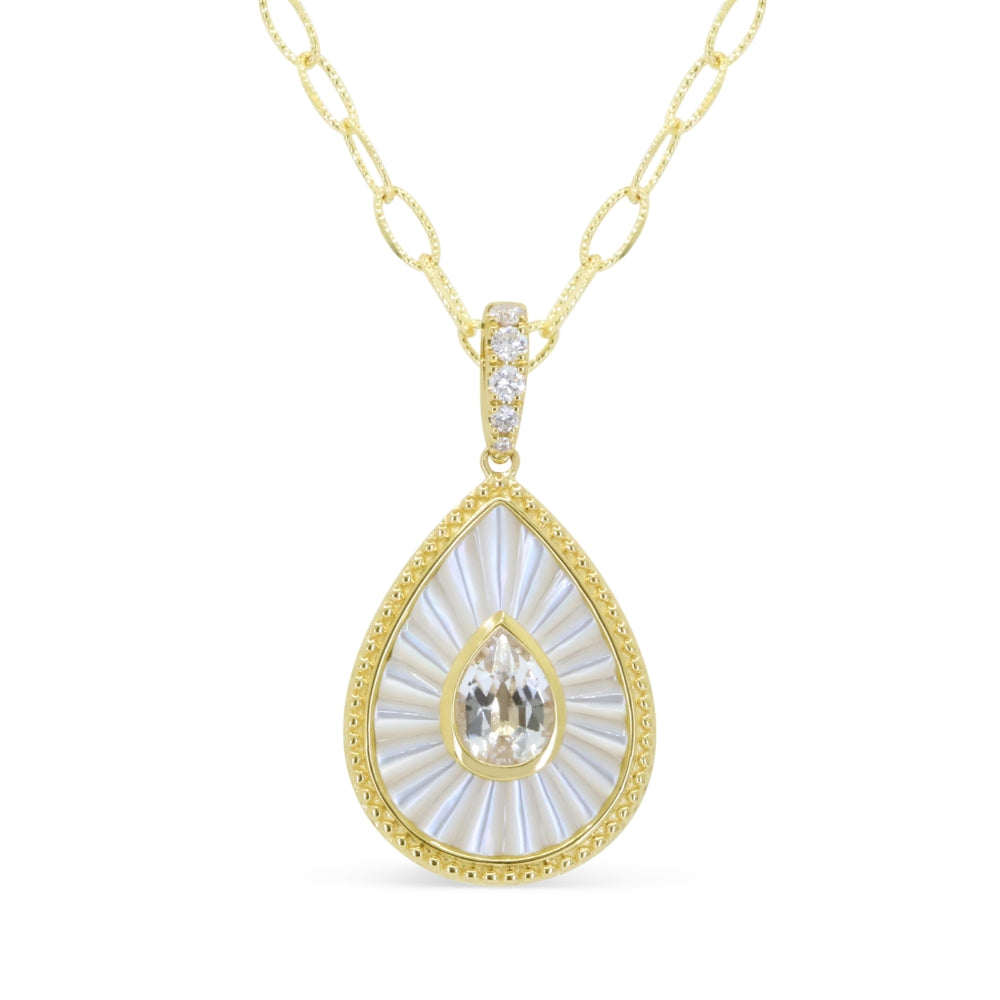 Madison L 14K Yellow Gold White Topaz Pendant - style N2159MOPWTY