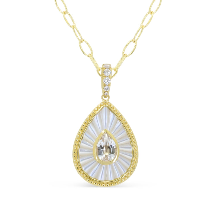 Madison L 14K Yellow Gold White Topaz Pendant - style N2159MOPWTY