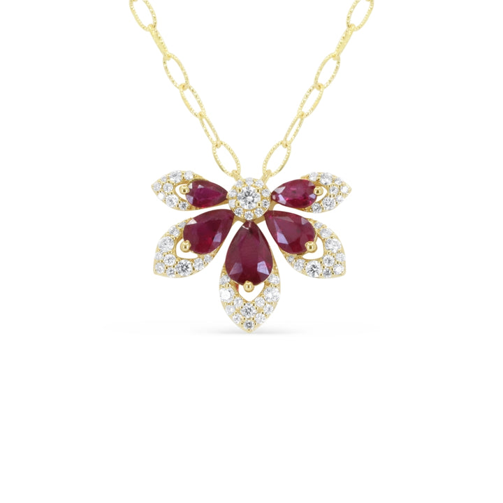 Madison L 14K Yellow Gold Ruby Flower Pendant - style N2161RUY