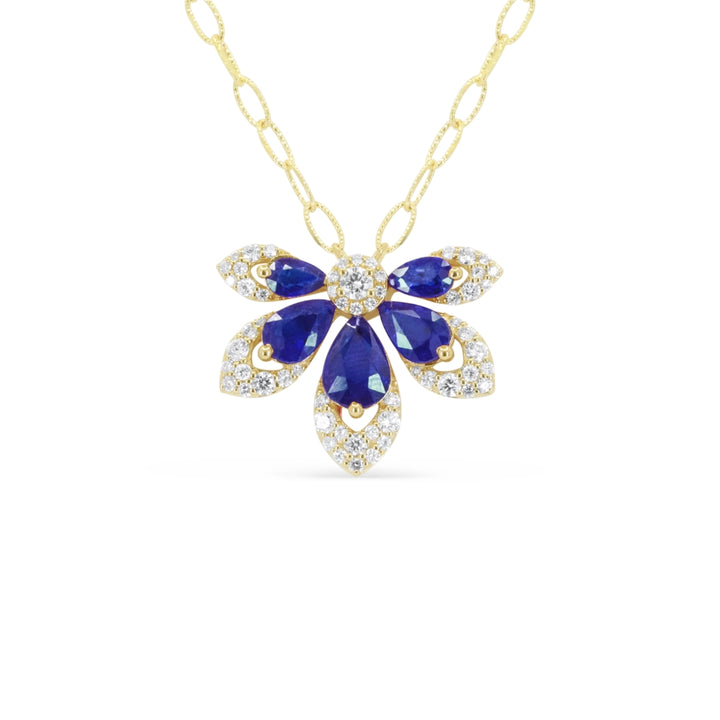 Madison L 14K Yellow Gold Sapphire Flower Necklace - style N2161SAY