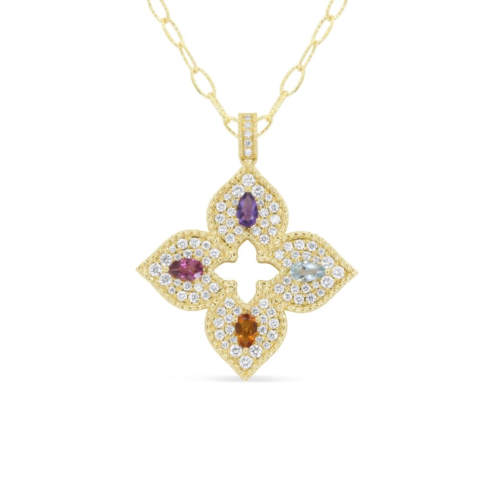 Madison L 14K Yellow Gold Diamond Flower Necklace - style N2166MCSY