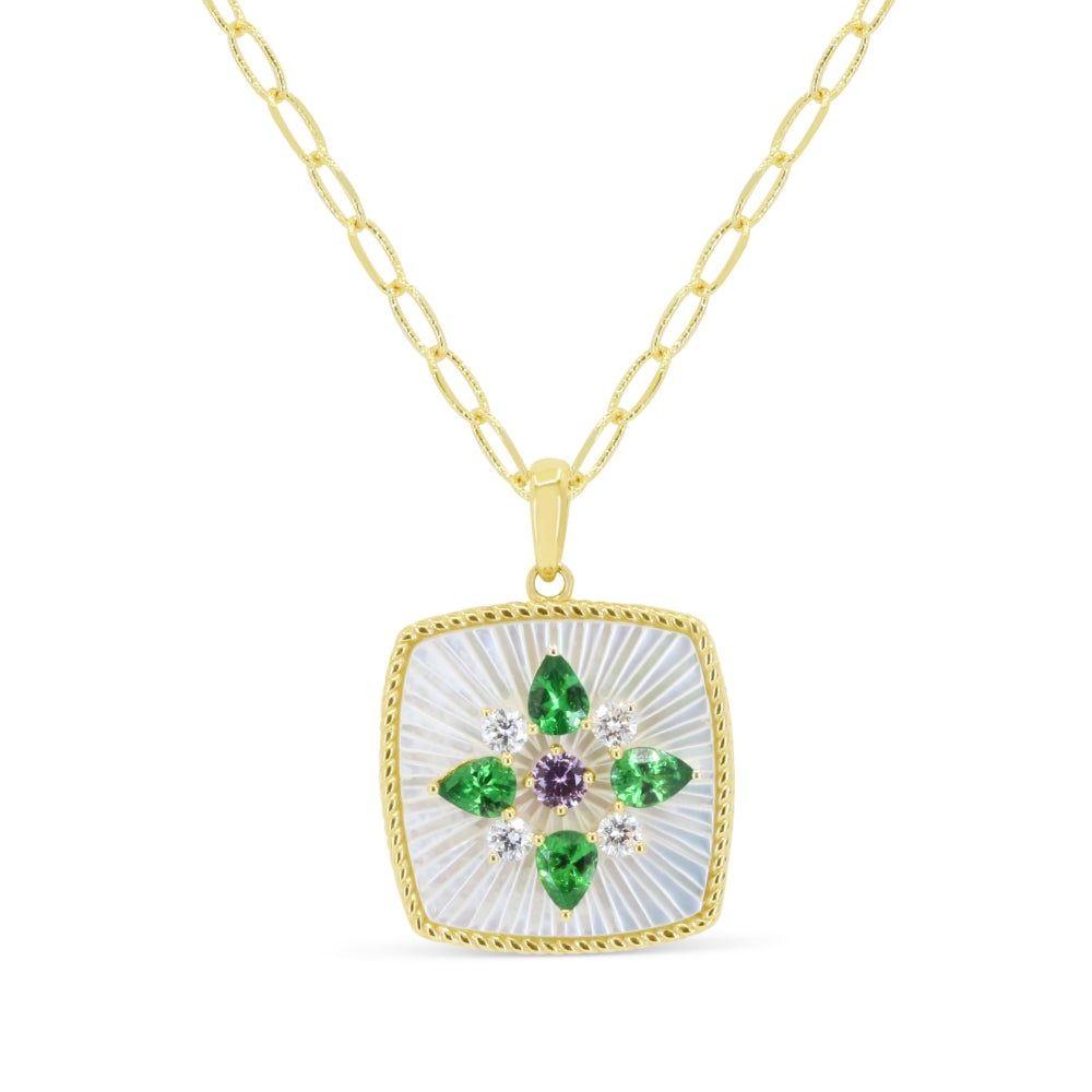 Madison L 14K Yellow Gold Multi Colored Sapphire Necklace - style N2171MCSAY