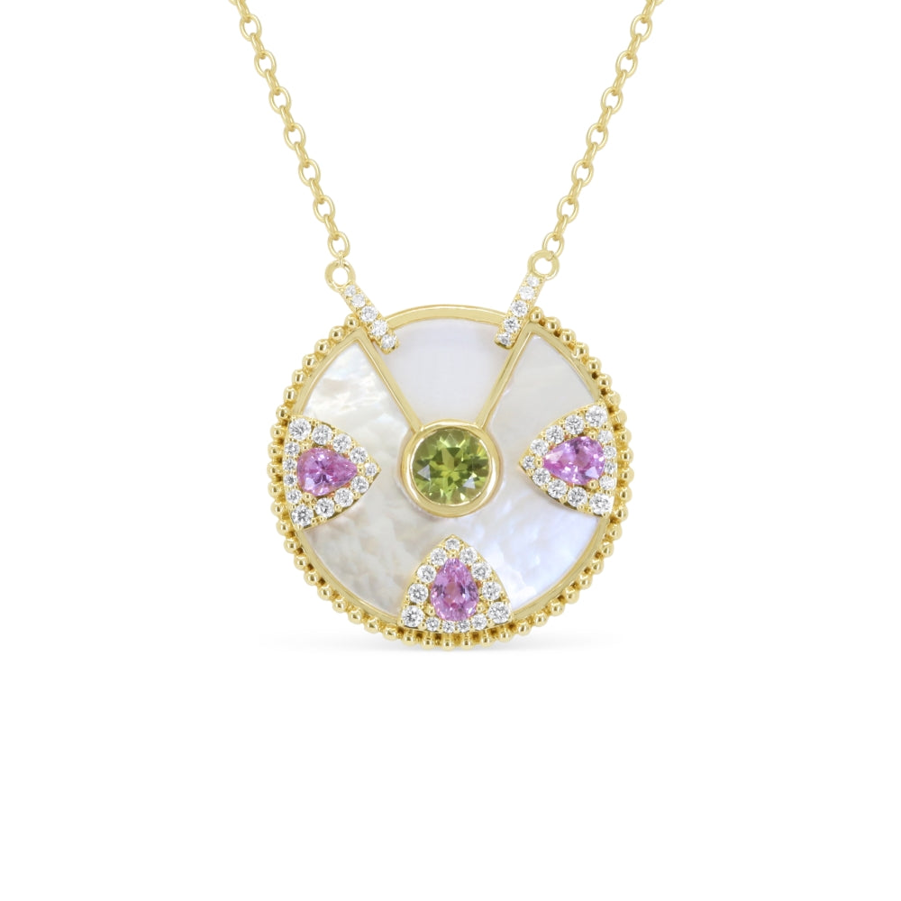 Madison L 14K Yellow Gold Peridot & Pink Sapphire Necklace - style N2173PRPSAY