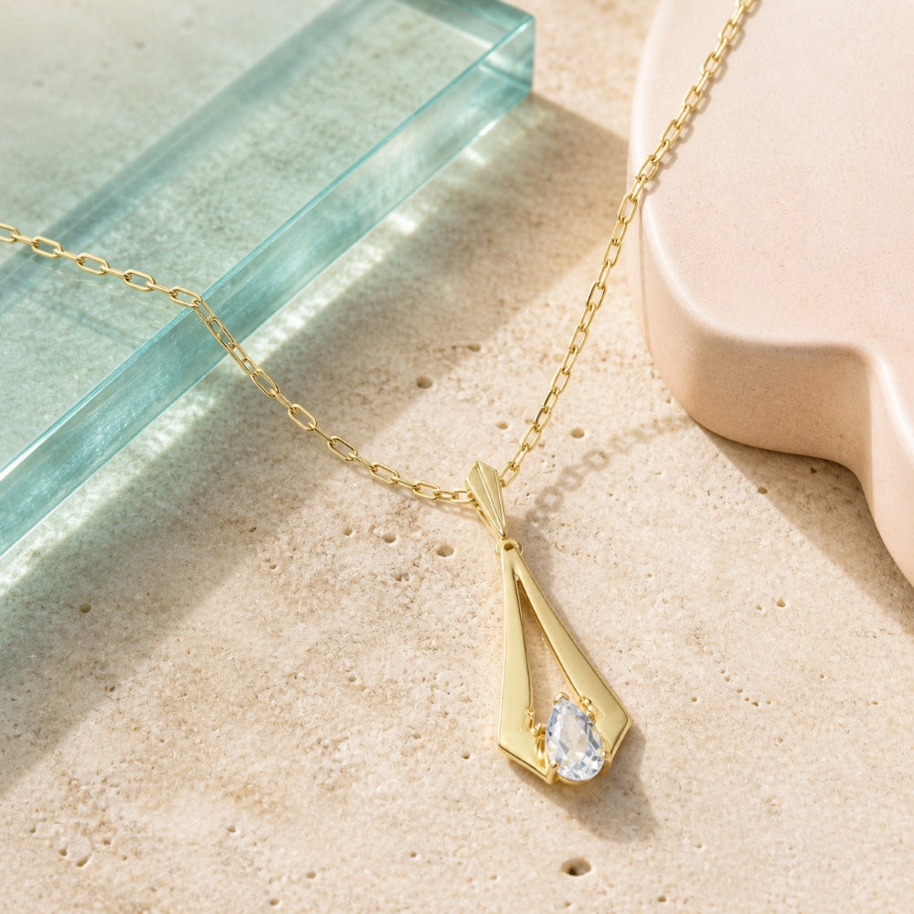 N2175 - 14K Yellow Gold White Topaz Pendant