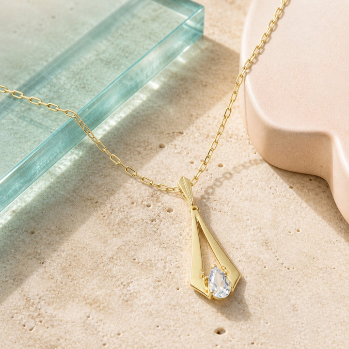 N2175 - 14K Yellow Gold White Topaz Pendant