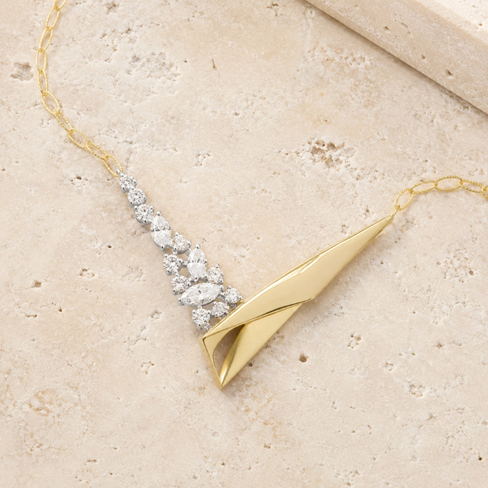 N2183 - 14K Two Tone Gold Diamond Pendant