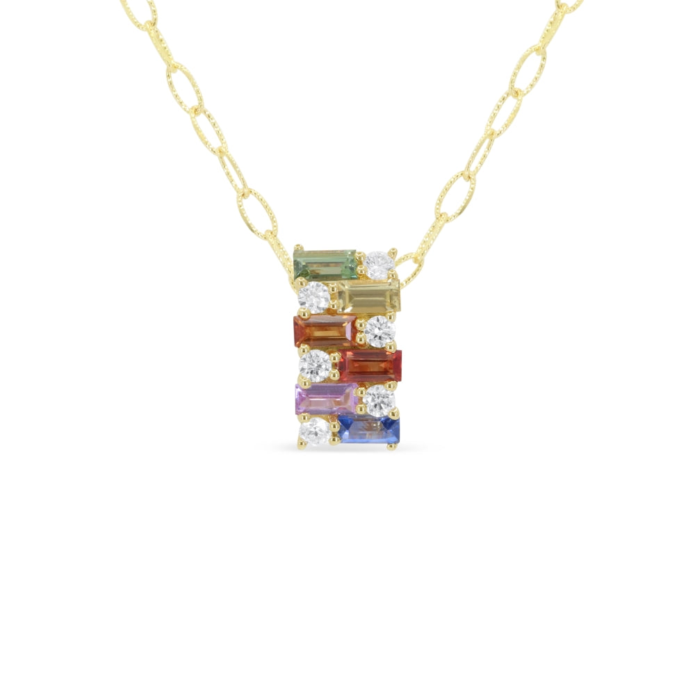 Madison L 14K Yellow Gold Multi Colored Sapphire Pendant - style N2190MCSAY