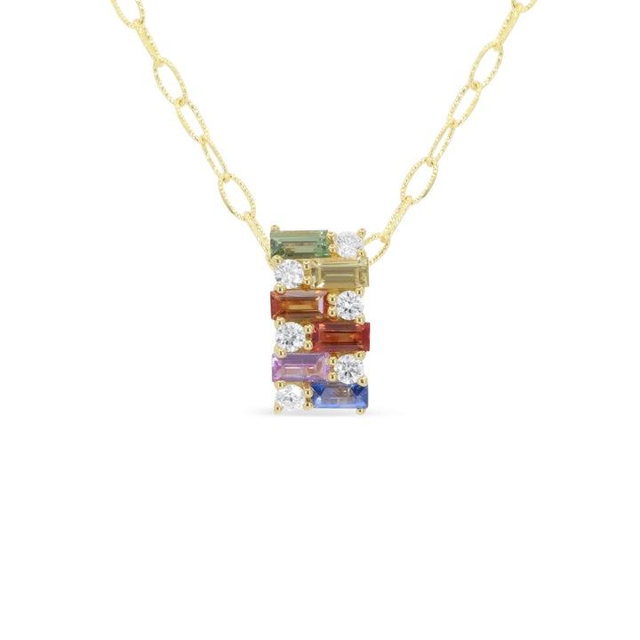 Madison L 14K Yellow Gold Multi Colored Sapphire Pendant - style N2190MCSAY