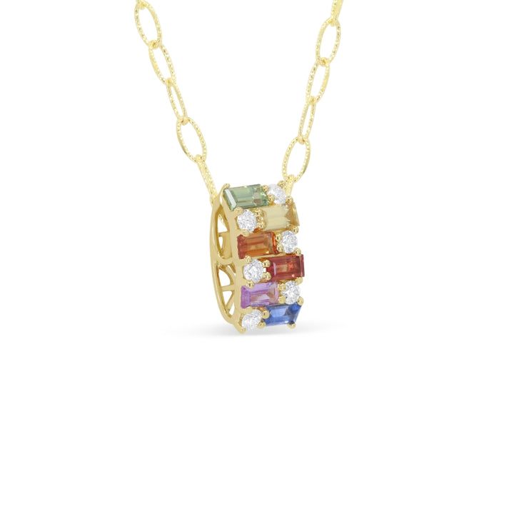Madison L 14K Yellow Gold Multi Colored Sapphire Pendant - style N2190MCSAY - view 2