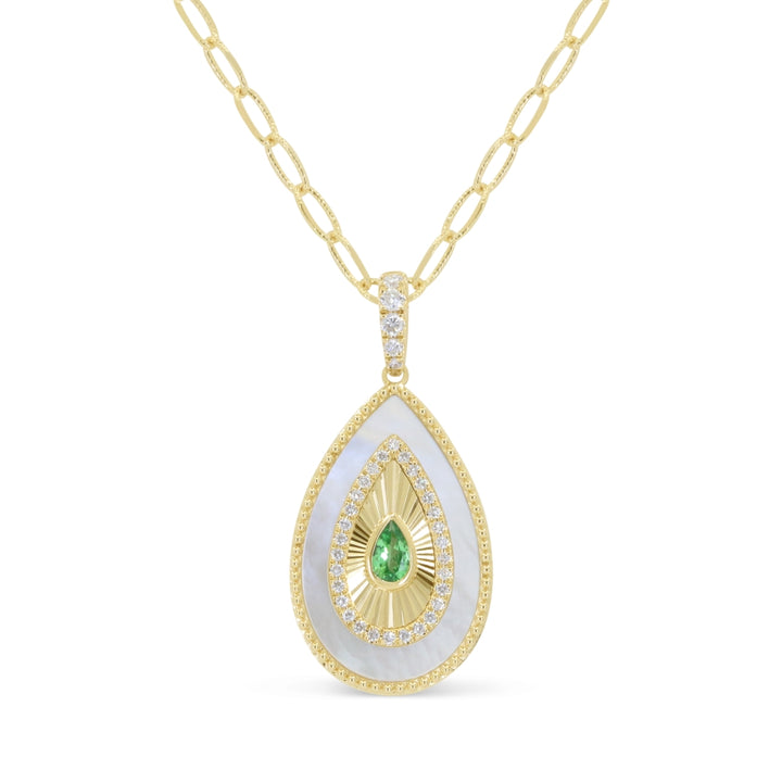 Madison L 14K Yellow Gold Green Garnet & Mother of Pearl Pendant - style N2199MOPGGY